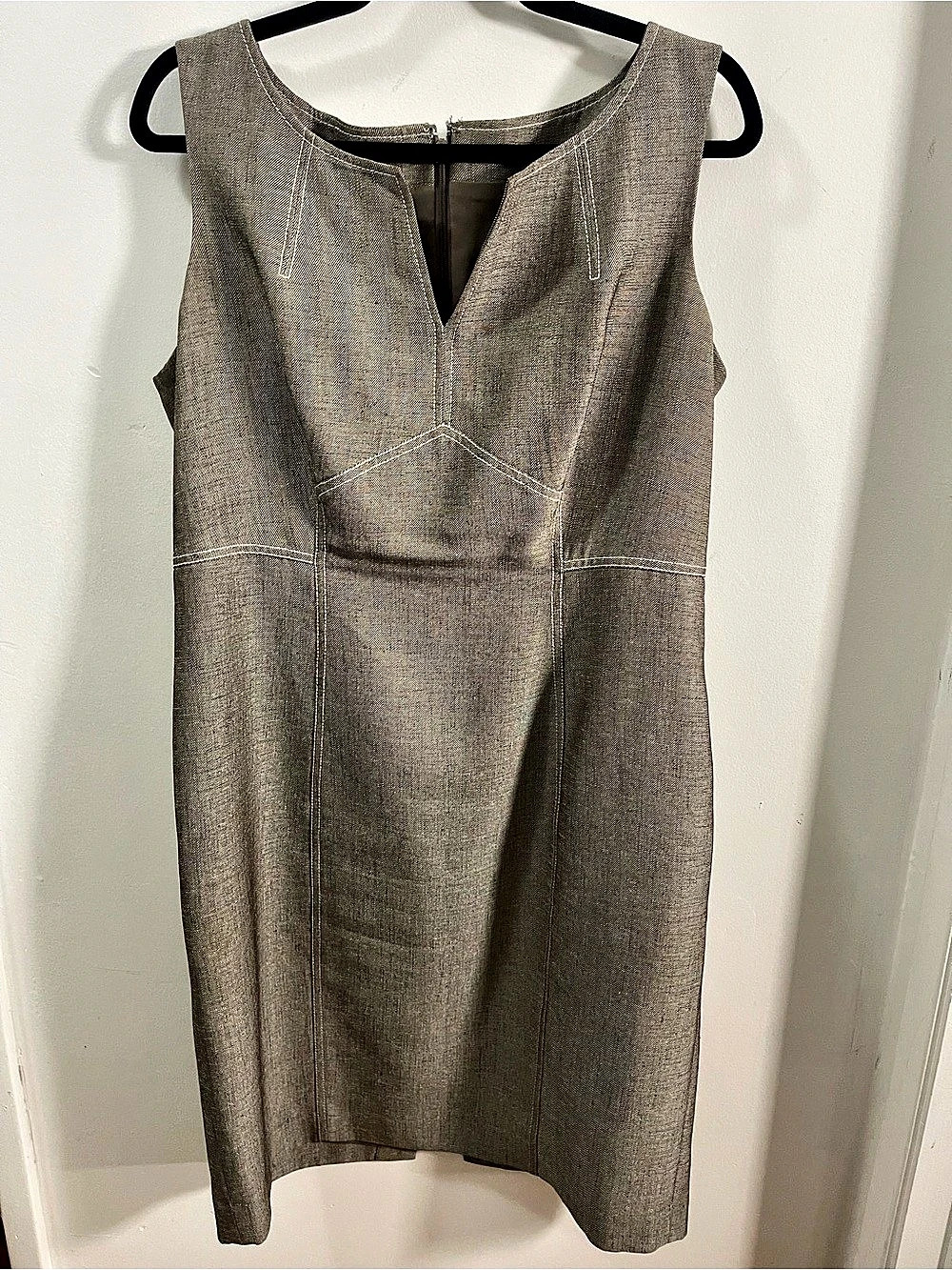 Anne Klein Brown Contrast Stitch Sheath Dress 14